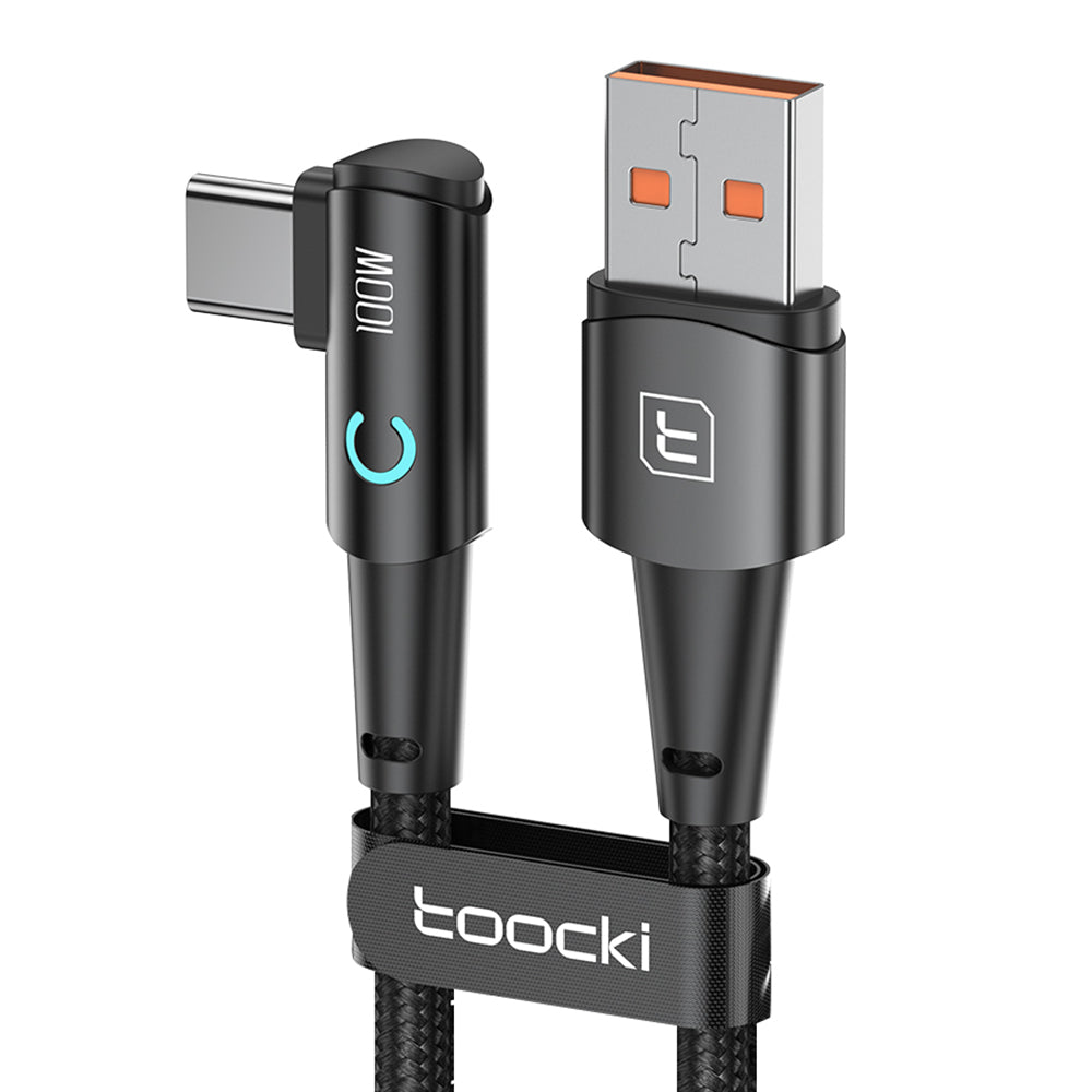 TOOCKI TQ-X25A2 100W USB-A to Type-C Right Angle Charging Data Cable, 2m TOOCKI TQ-X25A2 100W USB-A to Type-C Right Angle Charging Data Cable, 2m